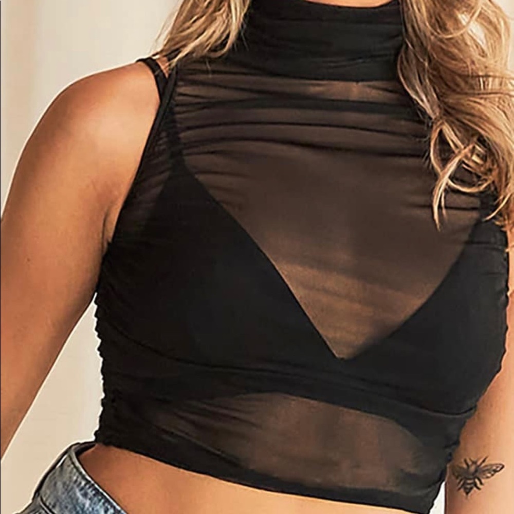 High Neck Sheer Crop Top
